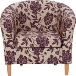 HOME - Floral - Fabric Tub Chair - Cranberry